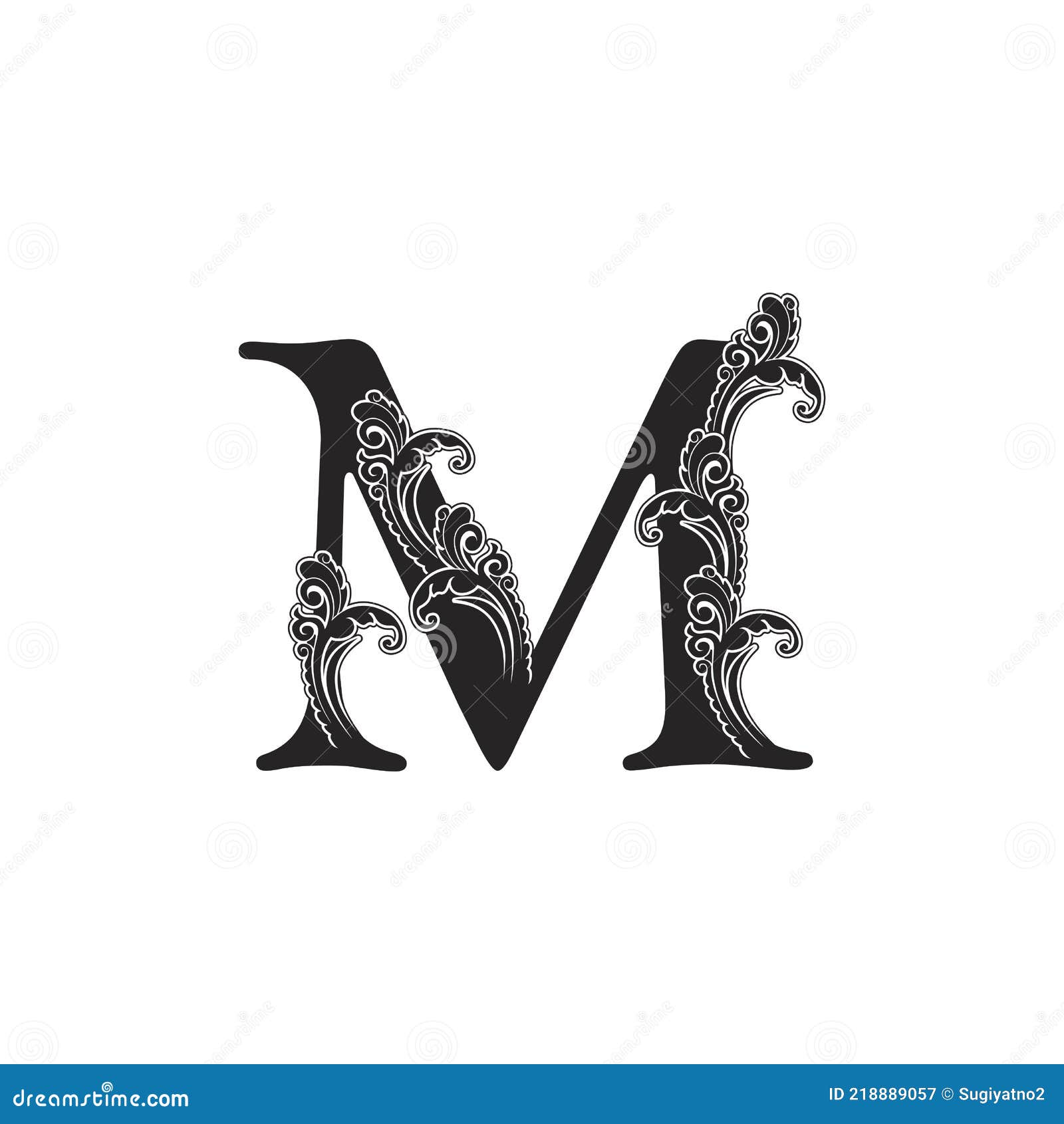 Elegant letter M logo monogram design. Luxury black and white