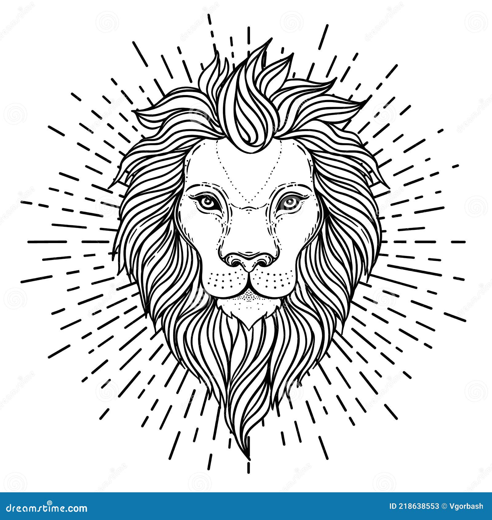 tattoo lion black and white thin lines