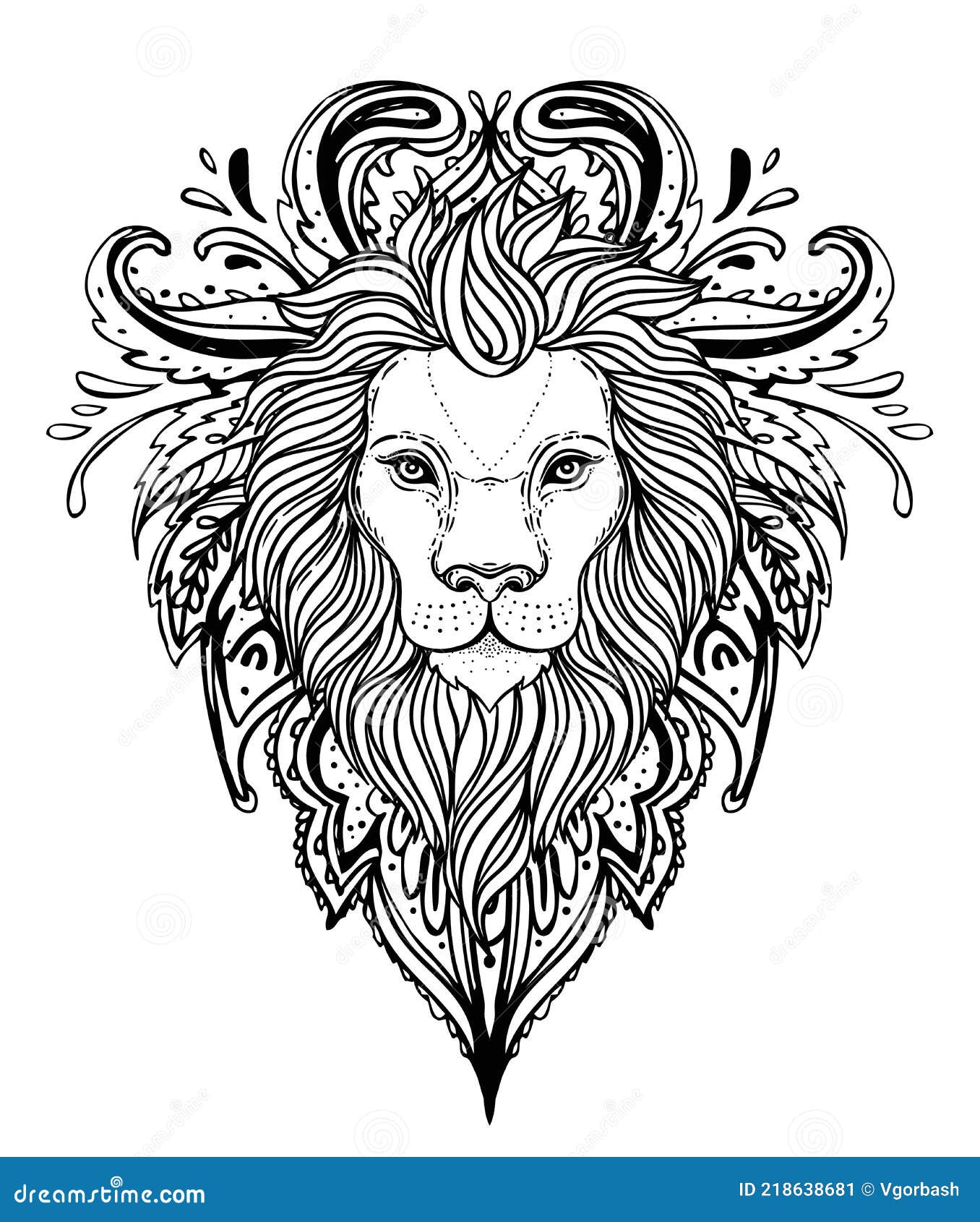 Ornate Lion Head Over Sacred Geometry. African, Indian, Totem, Tattoo ...