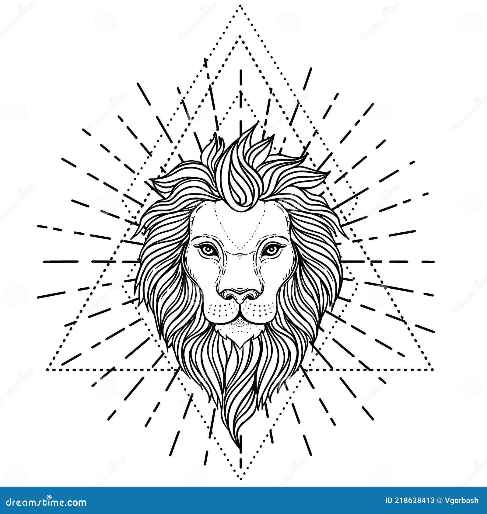 Ornate Lion Head Over Sacred Geometry. African, Indian, Totem, Tattoo,  Sticker Design Stock Vector - Illustration Of Rays, Lion: 218638413