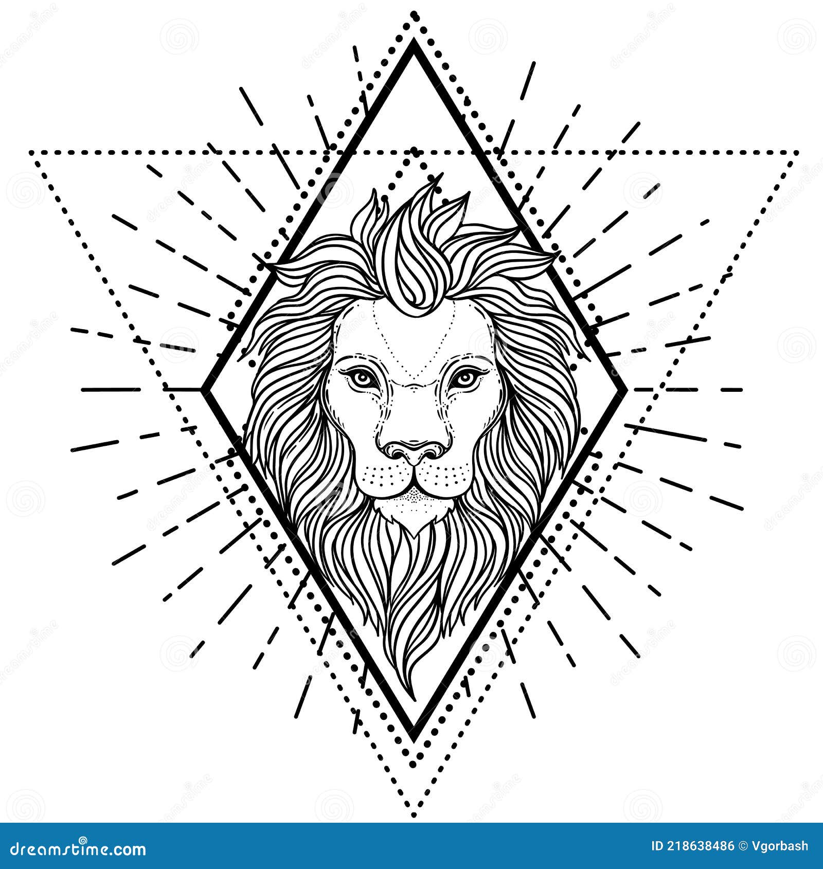 Ornate Lion Head Over Sacred Geometry. African, Indian, Totem, Tattoo,  Sticker Design Stock Vector - Illustration of face, boho: 218638486