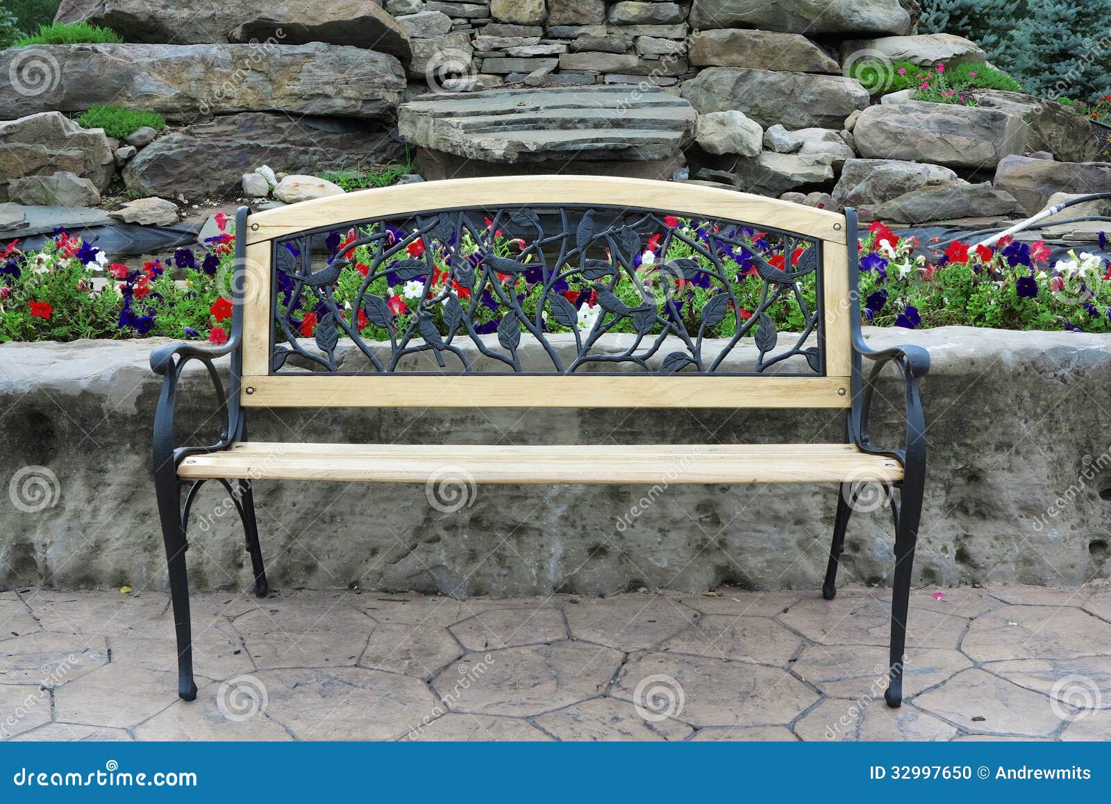 Ornate Park Bench stock photo. Image of bench, stone ...