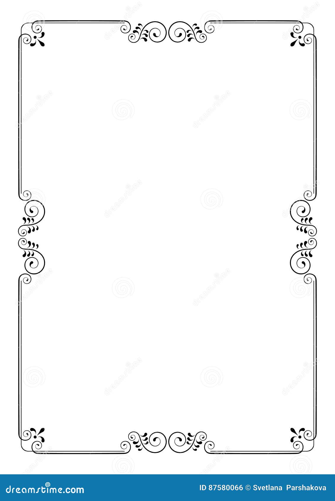 Ornate Rectangular Black Frame, A4. Stock Vector Illustration of page