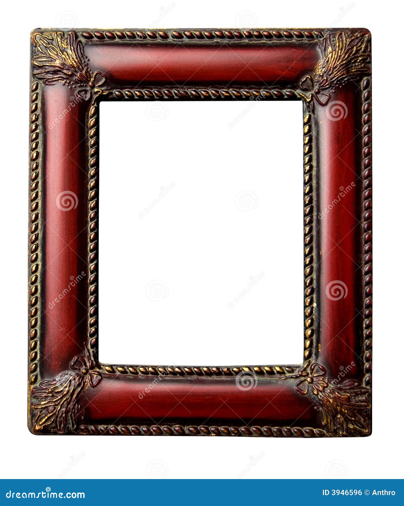 ornate redwood antique picture frame with clipping