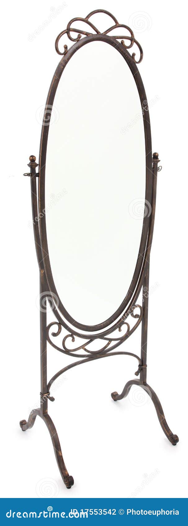 Ornate Standing Mirror Over White Stock Photography Image 17553542