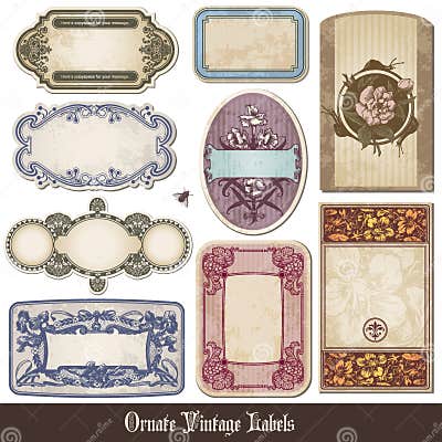 Ornate vintage labels stock vector. Illustration of cover - 15607368