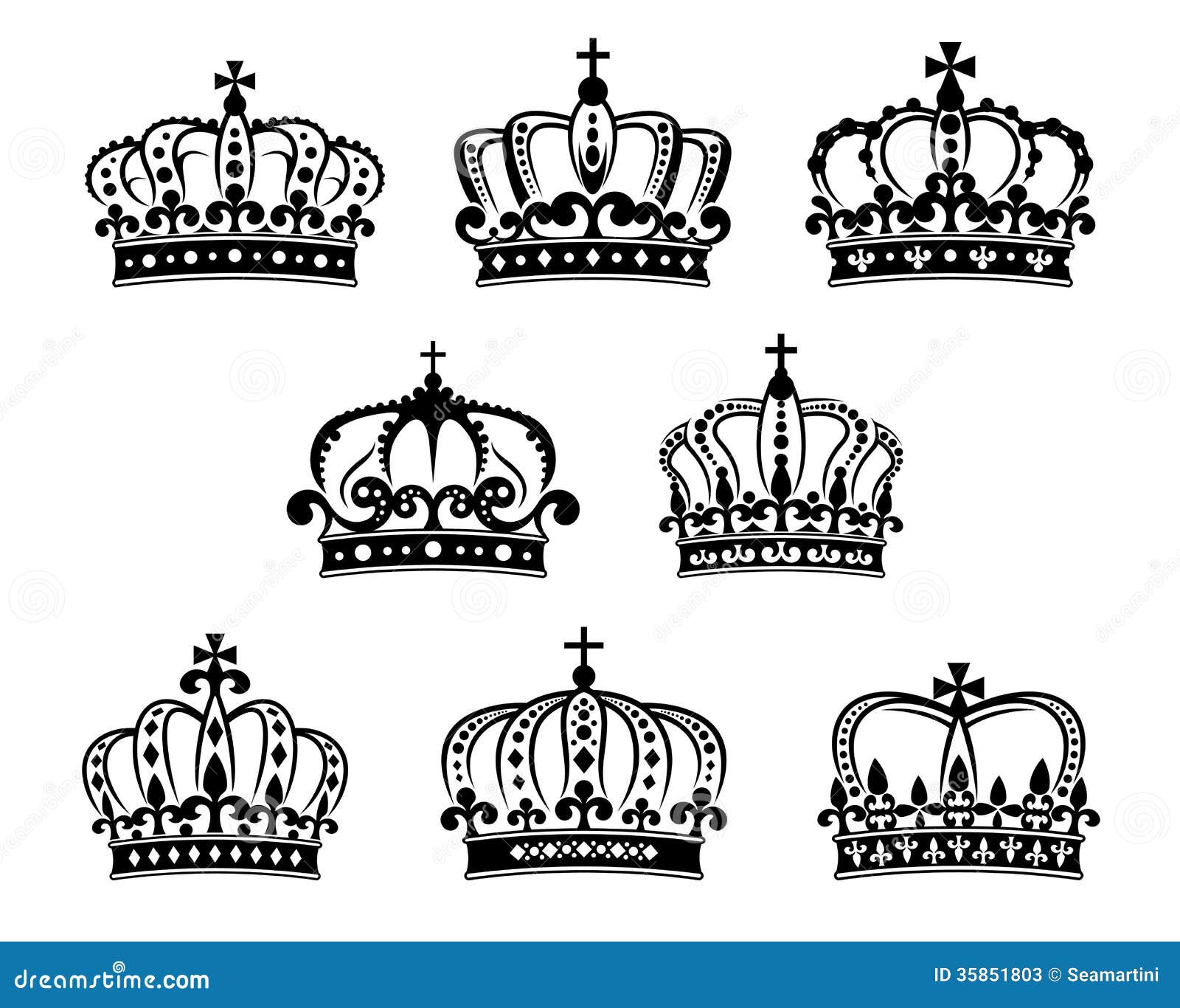 Ornated Heraldic Royal Crowns Set Stock Vector - Illustration of ...