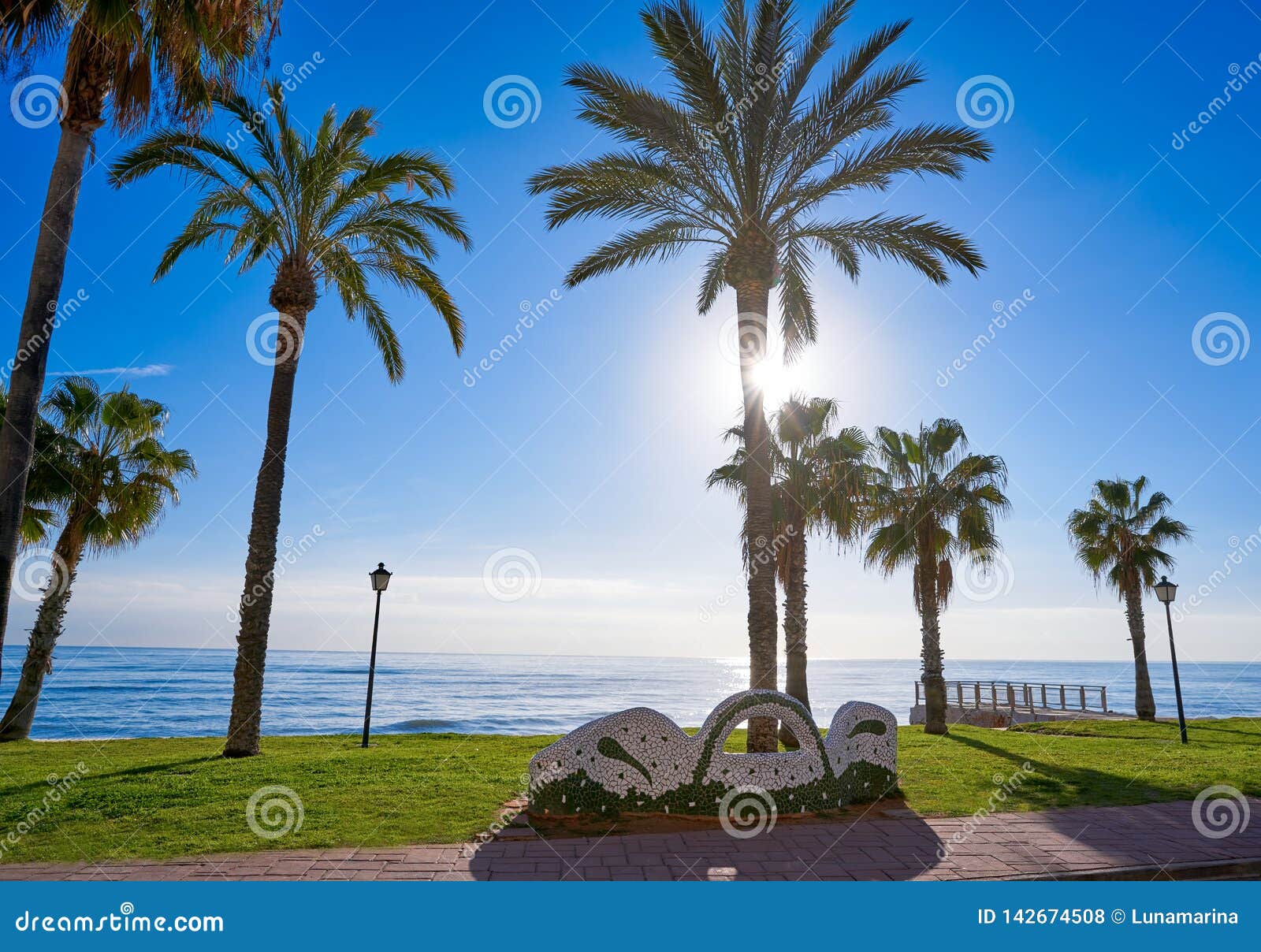 oropesa de mar beach mosaic bench park