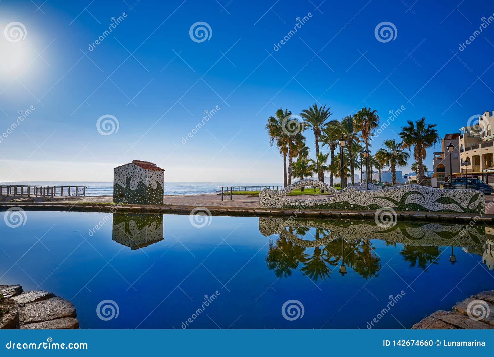 oropesa de mar beach mosaic bench park