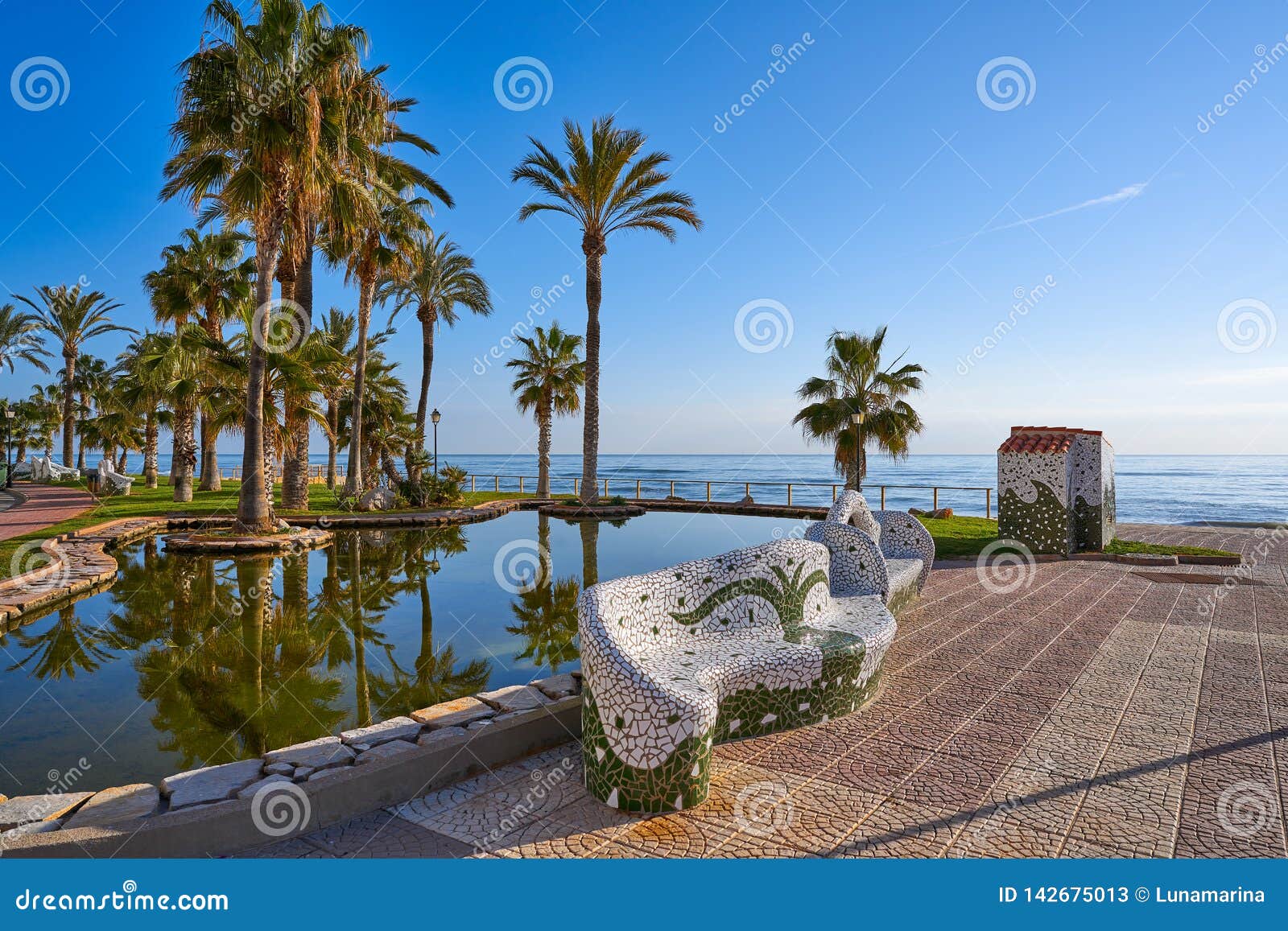 oropesa de mar beach mosaic bench park