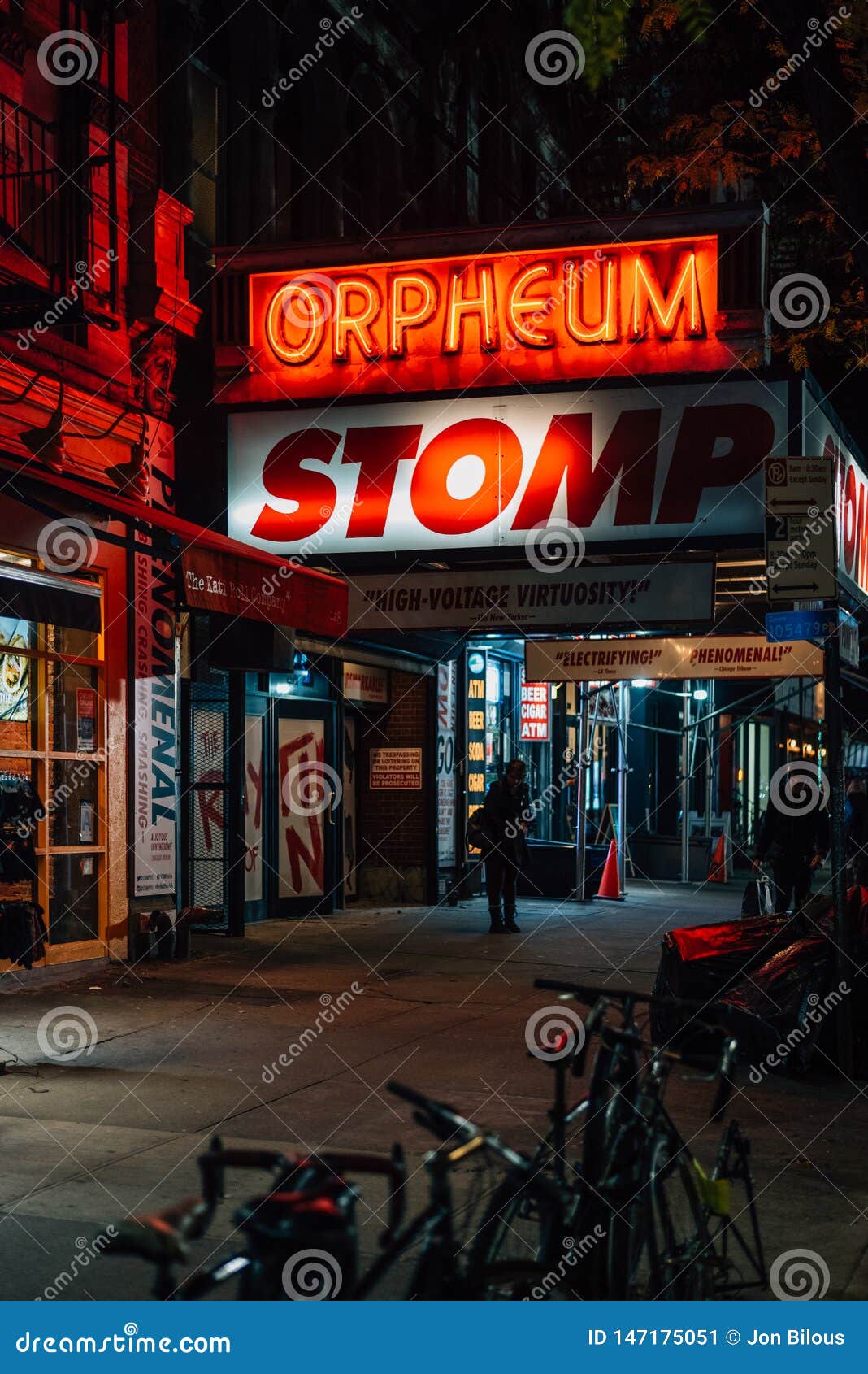 The Orpheum Theatre at Night, in the East Village, Manhattan, New York ...