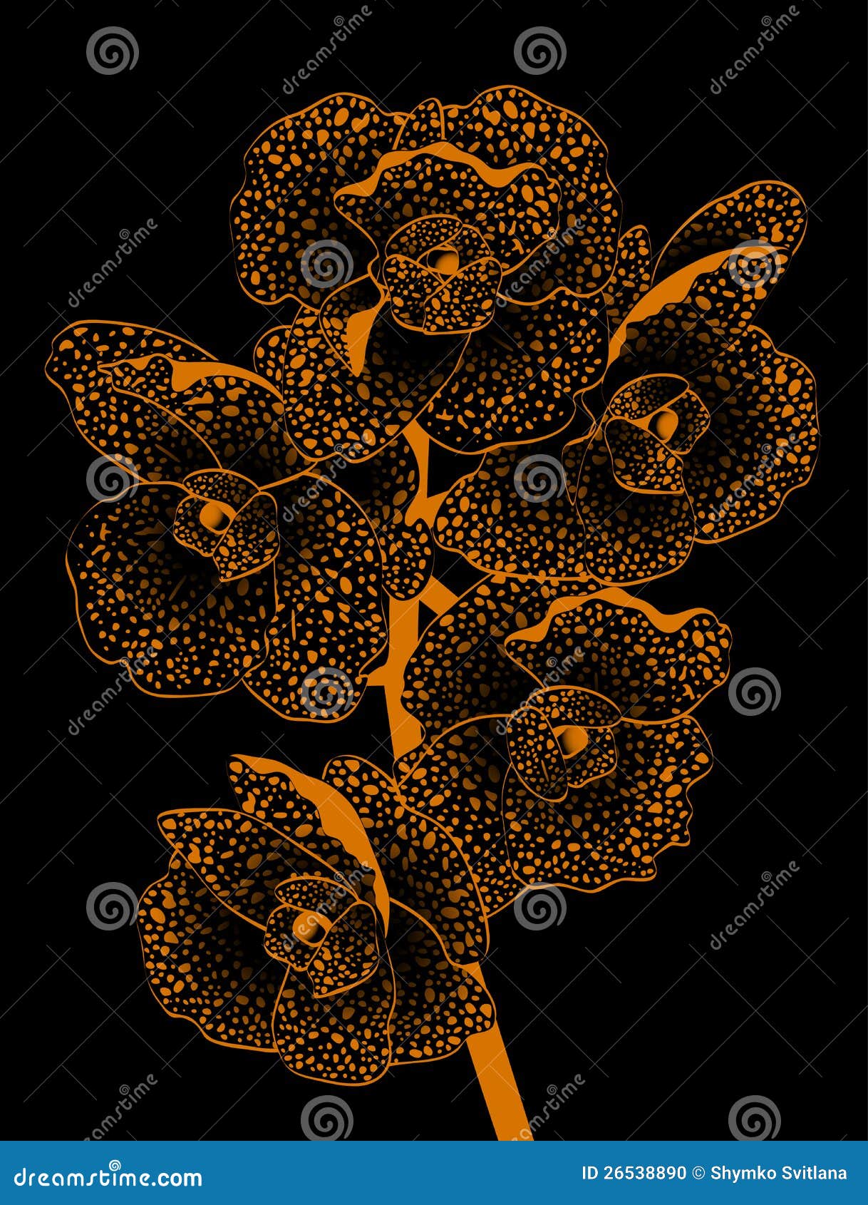 Orquídea dourada ilustração do vetor. Ilustração de haste - 26538890
