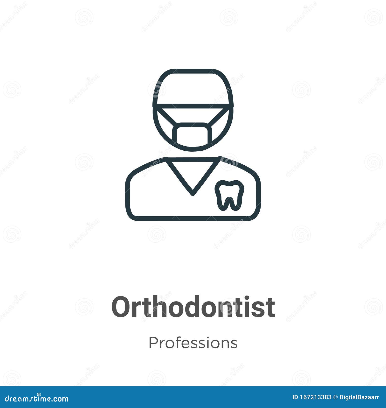 Orthodontist Outline Vector Icon. Thin Line Black Orthodontist Icon
