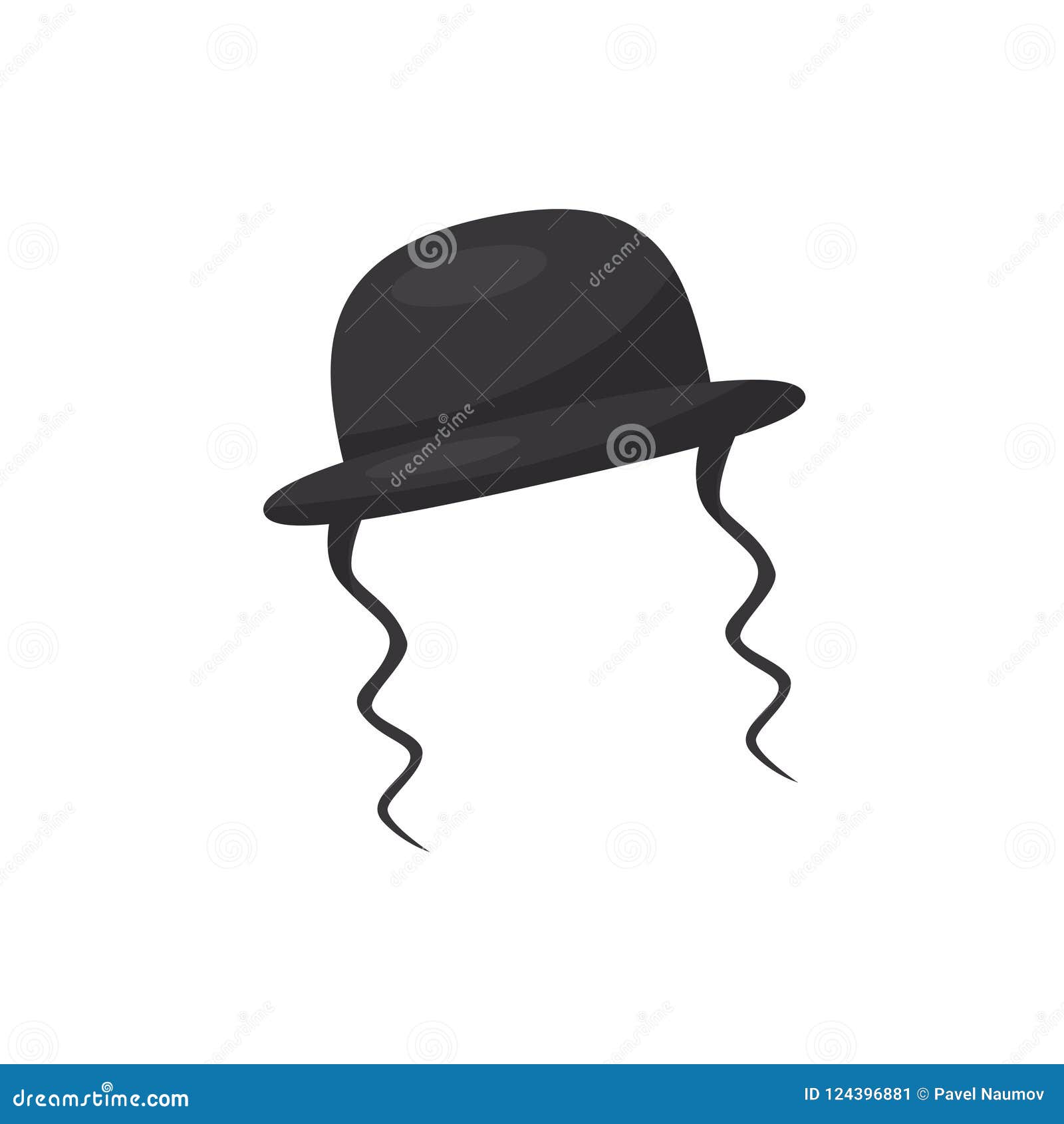 Orthodox Jewish Hat with Sidelocks, Vector Illustration on a White ...