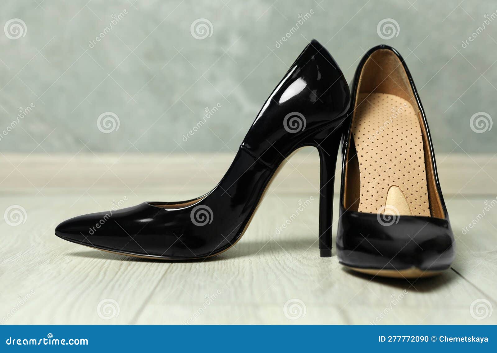 Orthopedic Insoles in High Heel Shoes on Floor, Closeup Stock Image - Image  of insoles, medical: 277471553