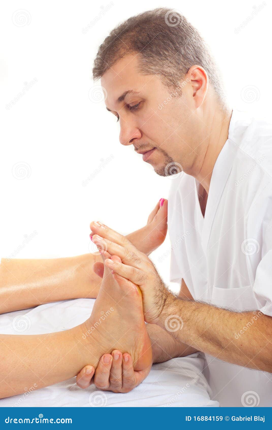 orthopedist man massaging foot