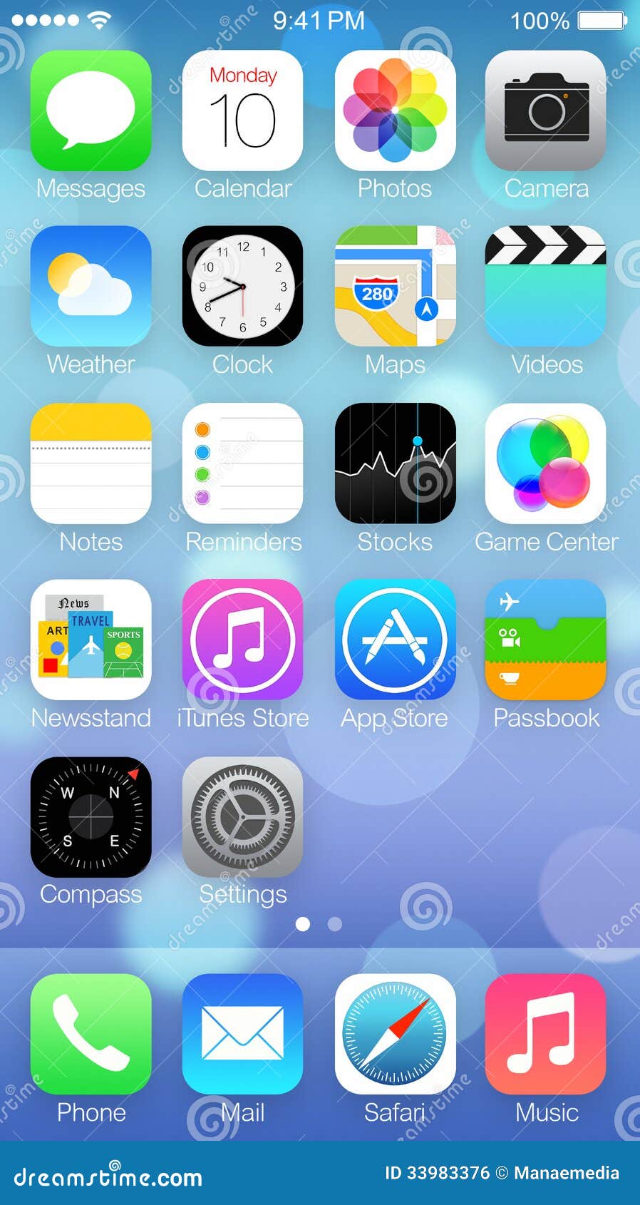 Ícones Do IOS 7 E Ecrã Inicial Foto Editorial - Ilustração de isolado,  branco: 33983376, image size:820x1300