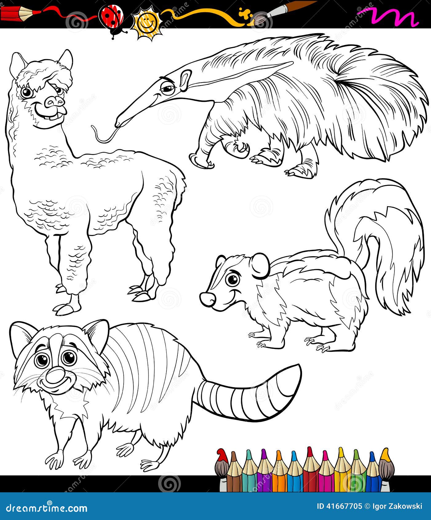 Os Gatos Ajustaram O Livro Para Colorir Dos Desenhos Animados