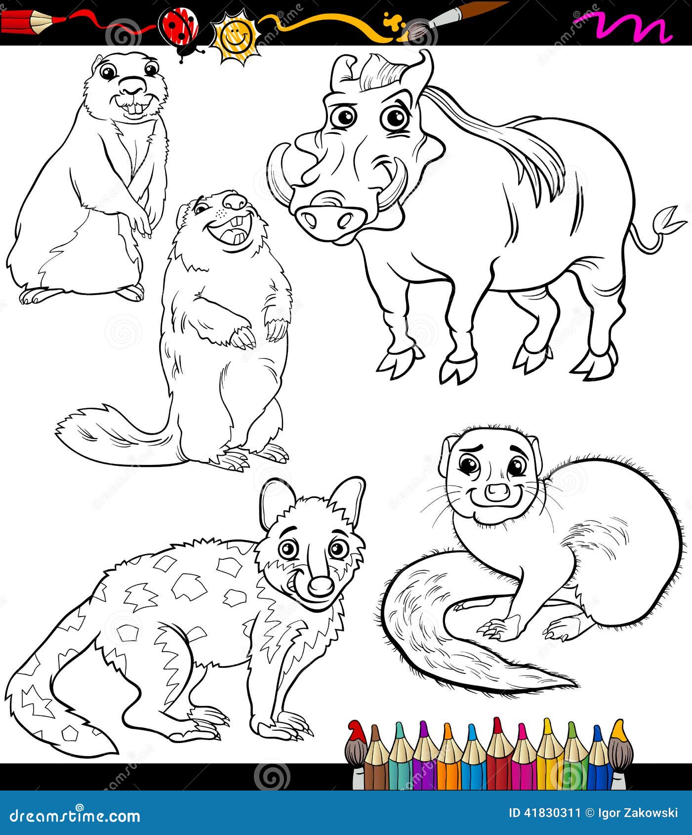 Os Gatos Ajustaram O Livro Para Colorir Dos Desenhos Animados