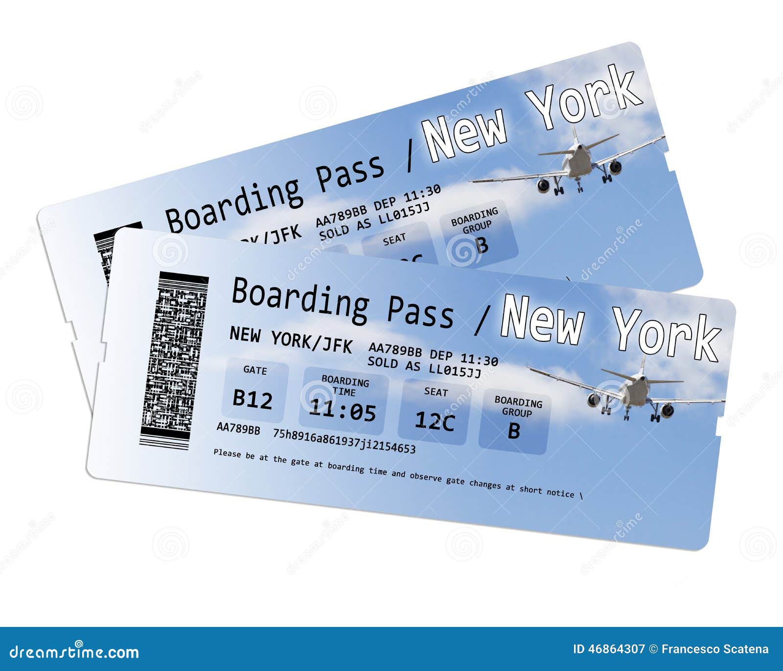 Os Bilhetes Da Passagem De Embarque Da Linha Aérea a New York Isolaram-se  No Branco Imagem de Stock - Imagem de povos, seja: 46864307