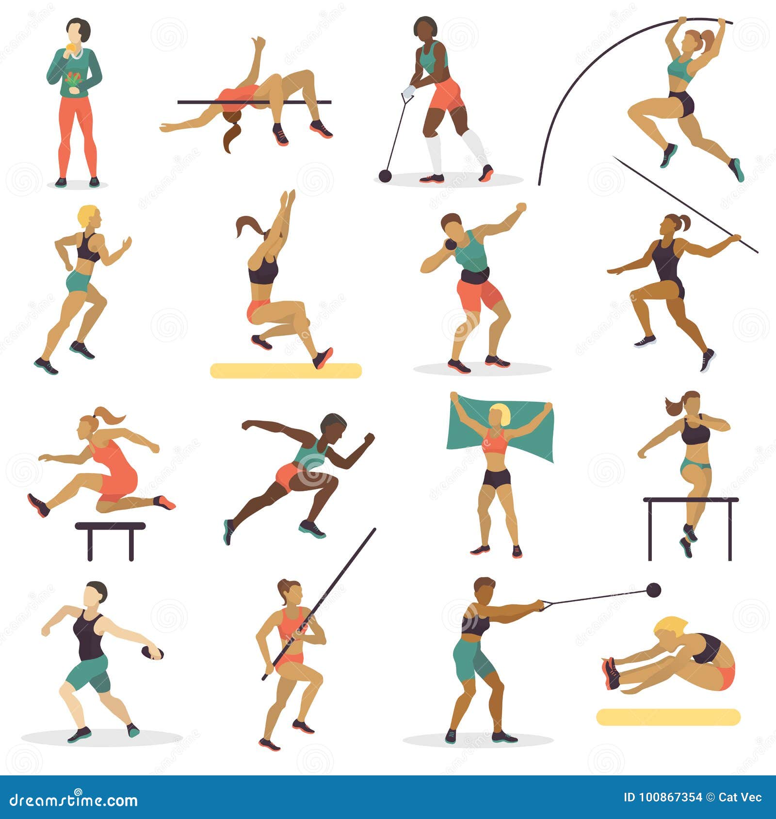 Os Caráteres Do Atletismo Da Mulher Do Esporte Do Atleta Do Salto Alto  Mostram Em Silhueta Fazer a Ilustração Diferente Do Vetor Ilustração do  Vetor - Ilustração de muscular, potência: 100867354