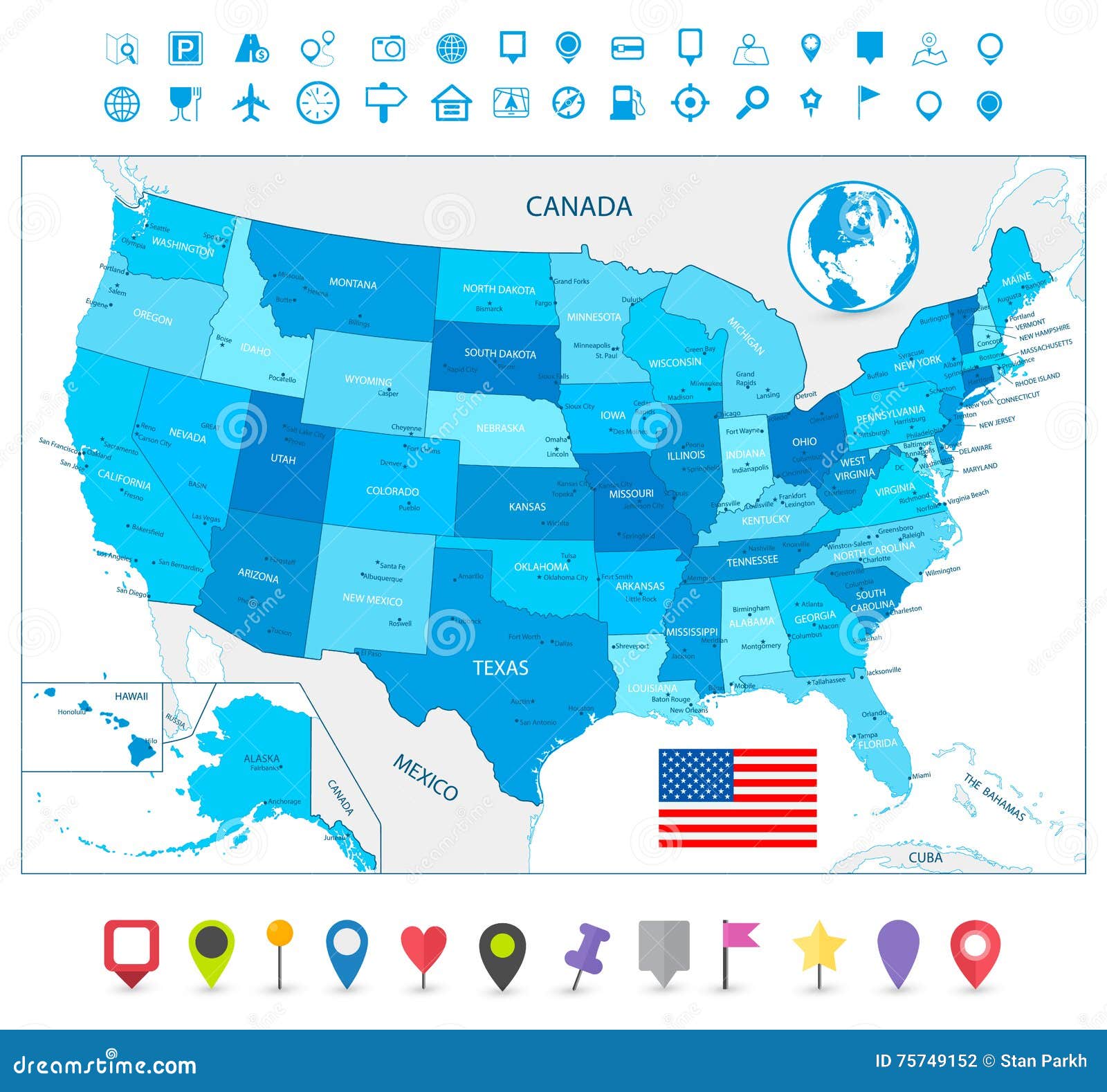 O Mapa De Estradas Altamente Detalhado Do Estados Unidos E O Mapa