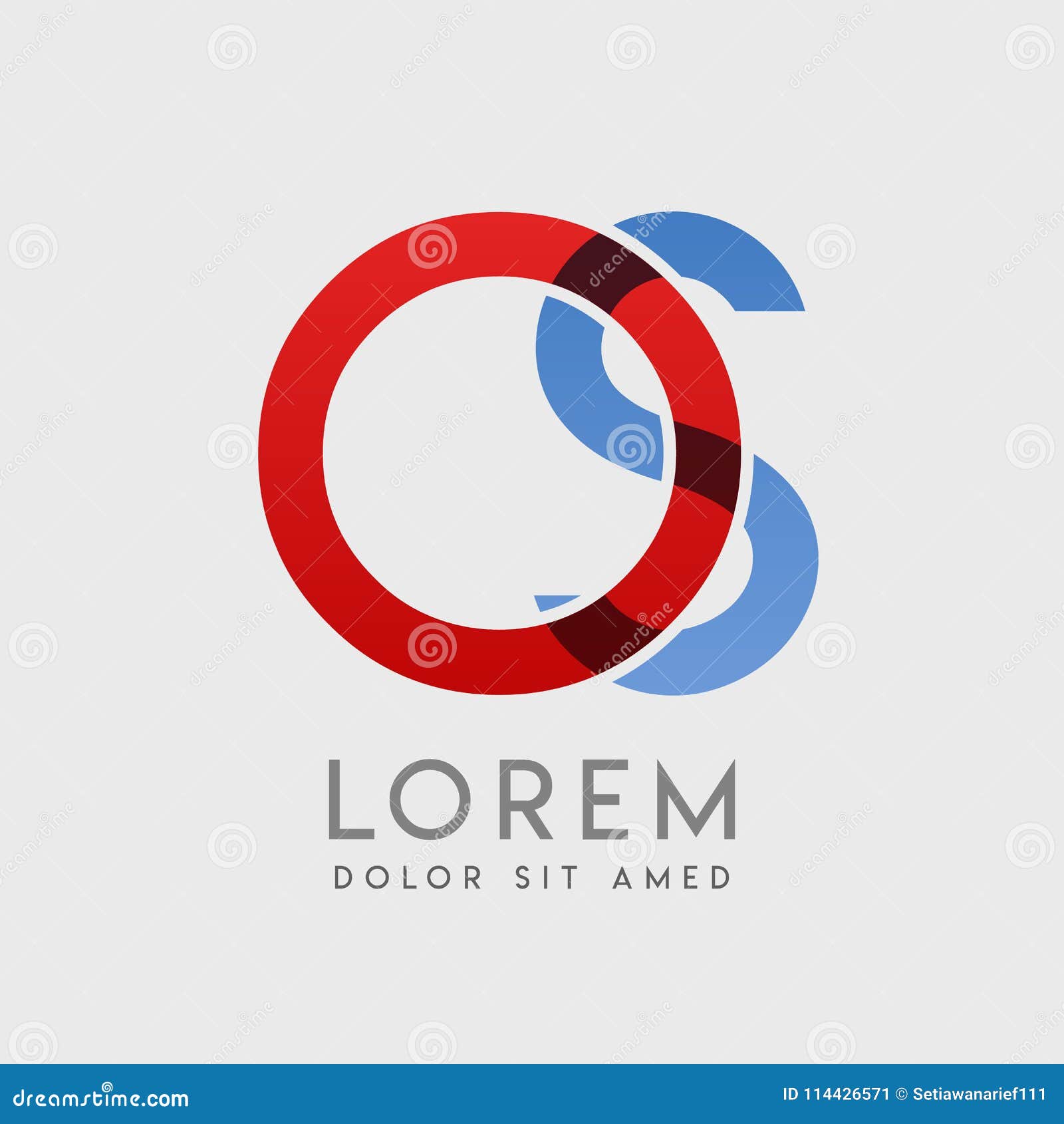 os logo letters with blue and red gradation
