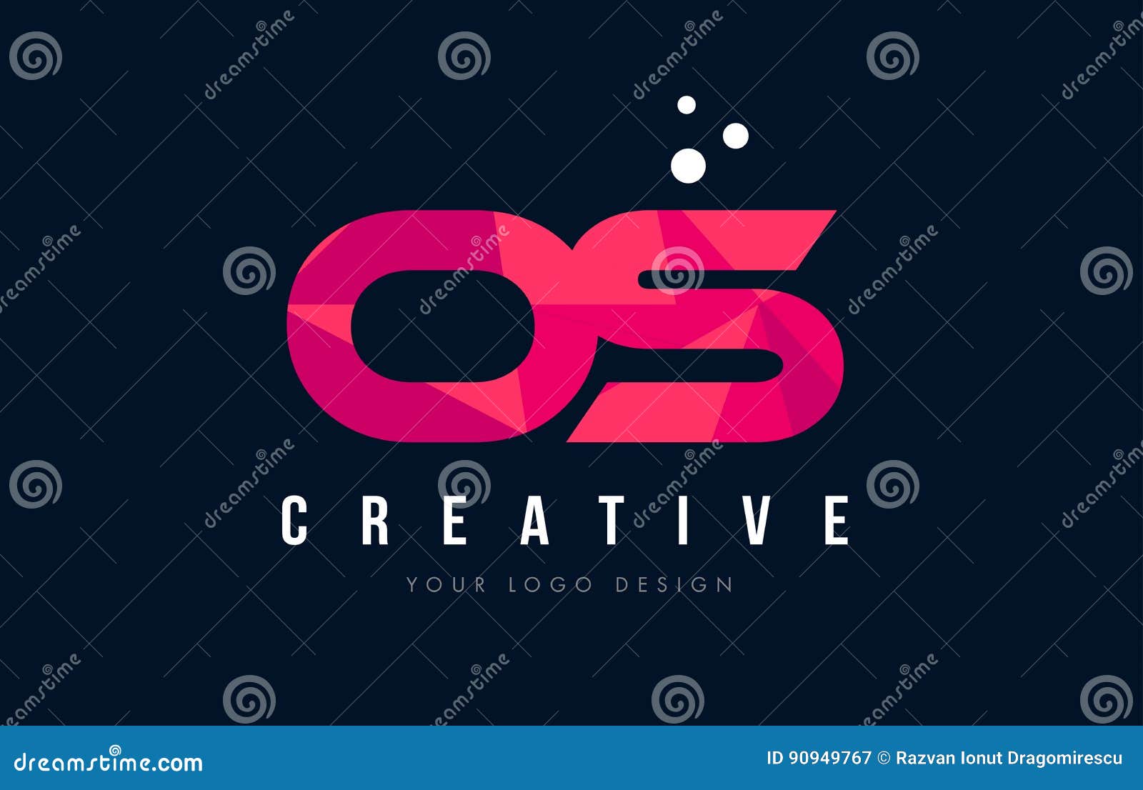 os o s letter logo with purple low poly pink triangles concept