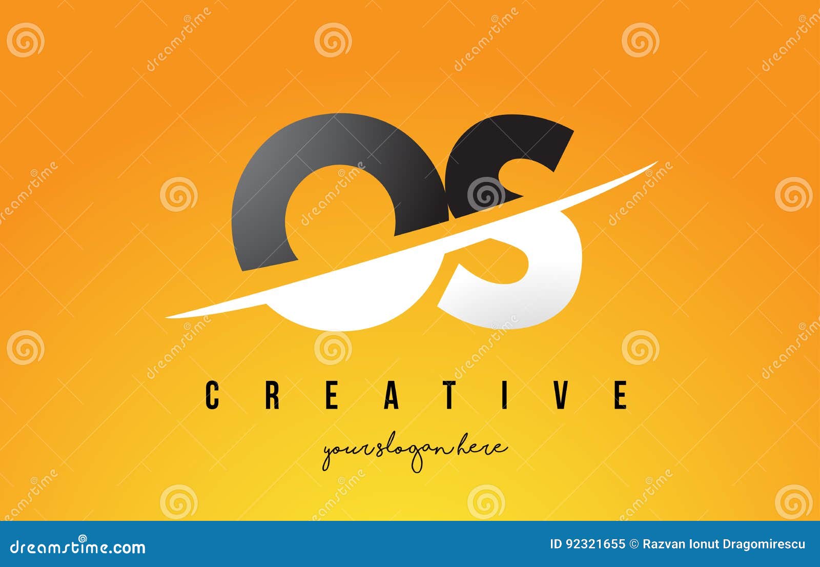 os o s letter modern logo  with yellow background and swoosh.