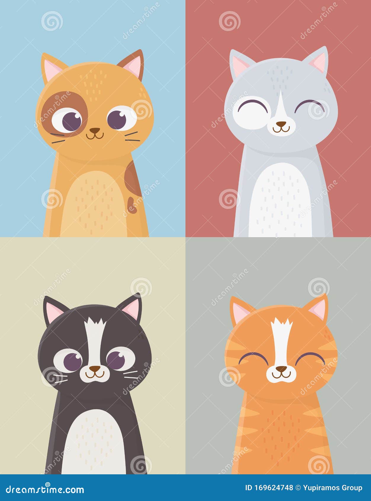 Coleção de vetores de desenhos animados de raças de gatos diferentes tipos  de gatinhos de desenhos animados vetoriais definem ilustração