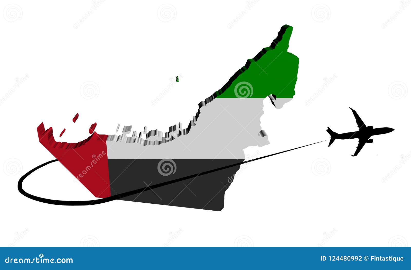 Os UAE Traçam a Bandeira Com Ilustração Do Plano E Do Swoosh 3d