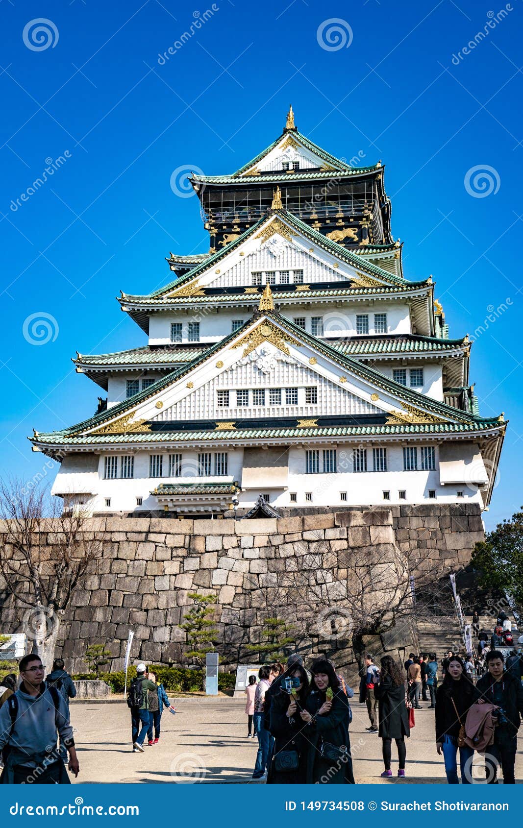 Osaka Japan 4 Mar 18 Japanese Tourists Travelers Walked Around Osaka Castle In Mar 18 With Dry Tree Around Oaska Japan Editorial Stock Photo Image Of Nature Garden