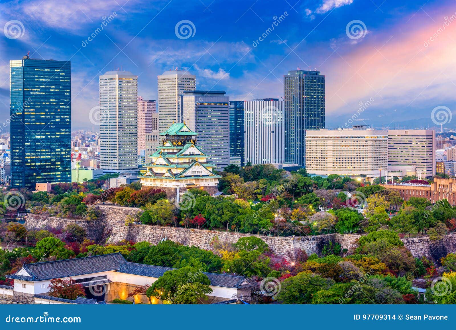 osaka japan skyline