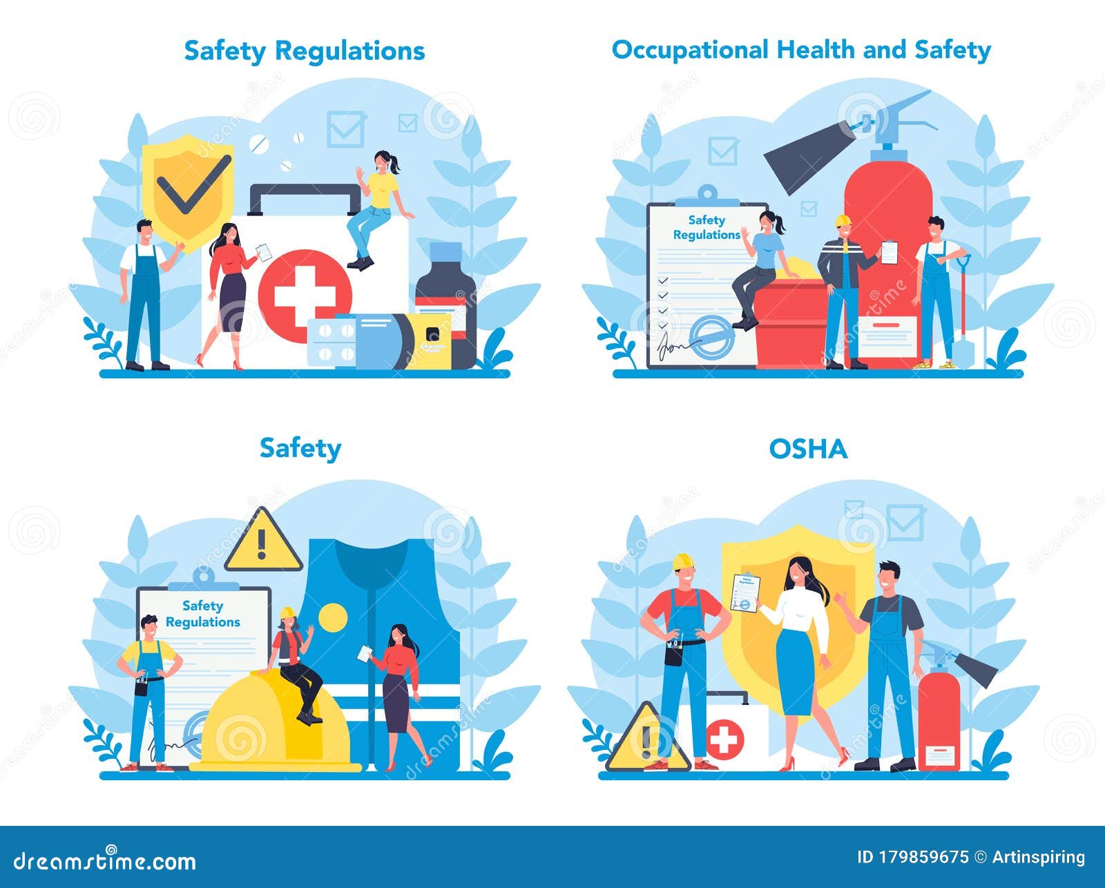 osha concept set. occupational safety and health administration.
