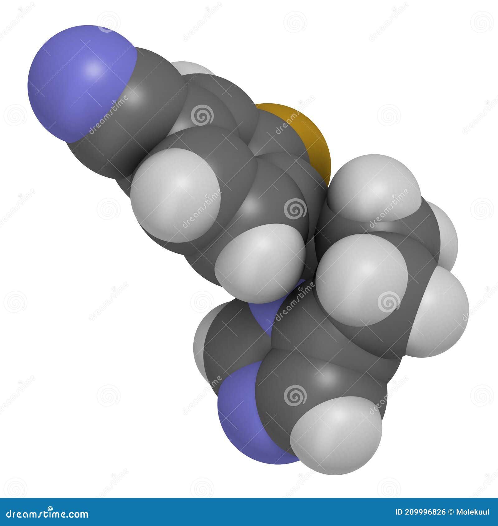 osilodrostat cushing`s syndrome drug molecule. 3d rendering. atoms are represented as spheres with conventional color coding: