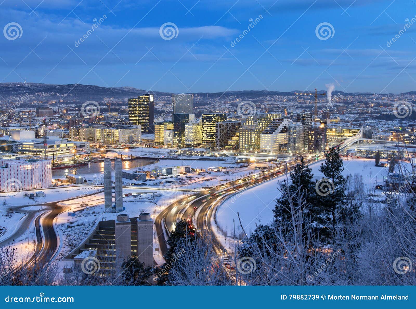 oslo skyline winter morning