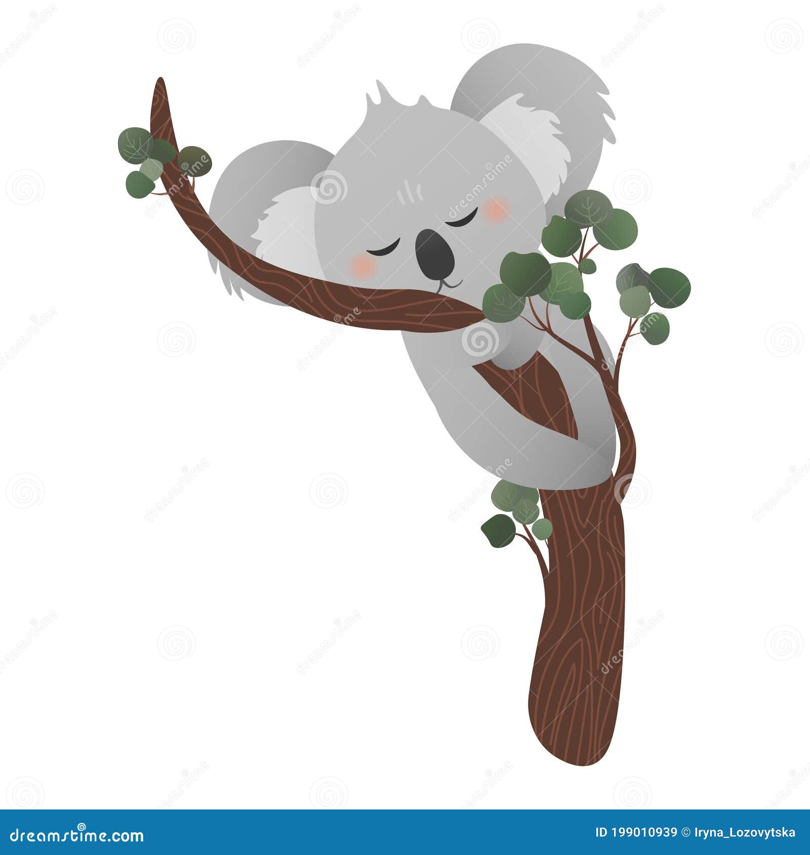 Oso De Koala Aguda Durmiendo En Un árbol De Eucalipto Mientras Abrazan Un  árbol, Agita a Los Niños, Personaje Animal Infantil Ilustración del Vector  - Ilustración de coala, arte: 199010939