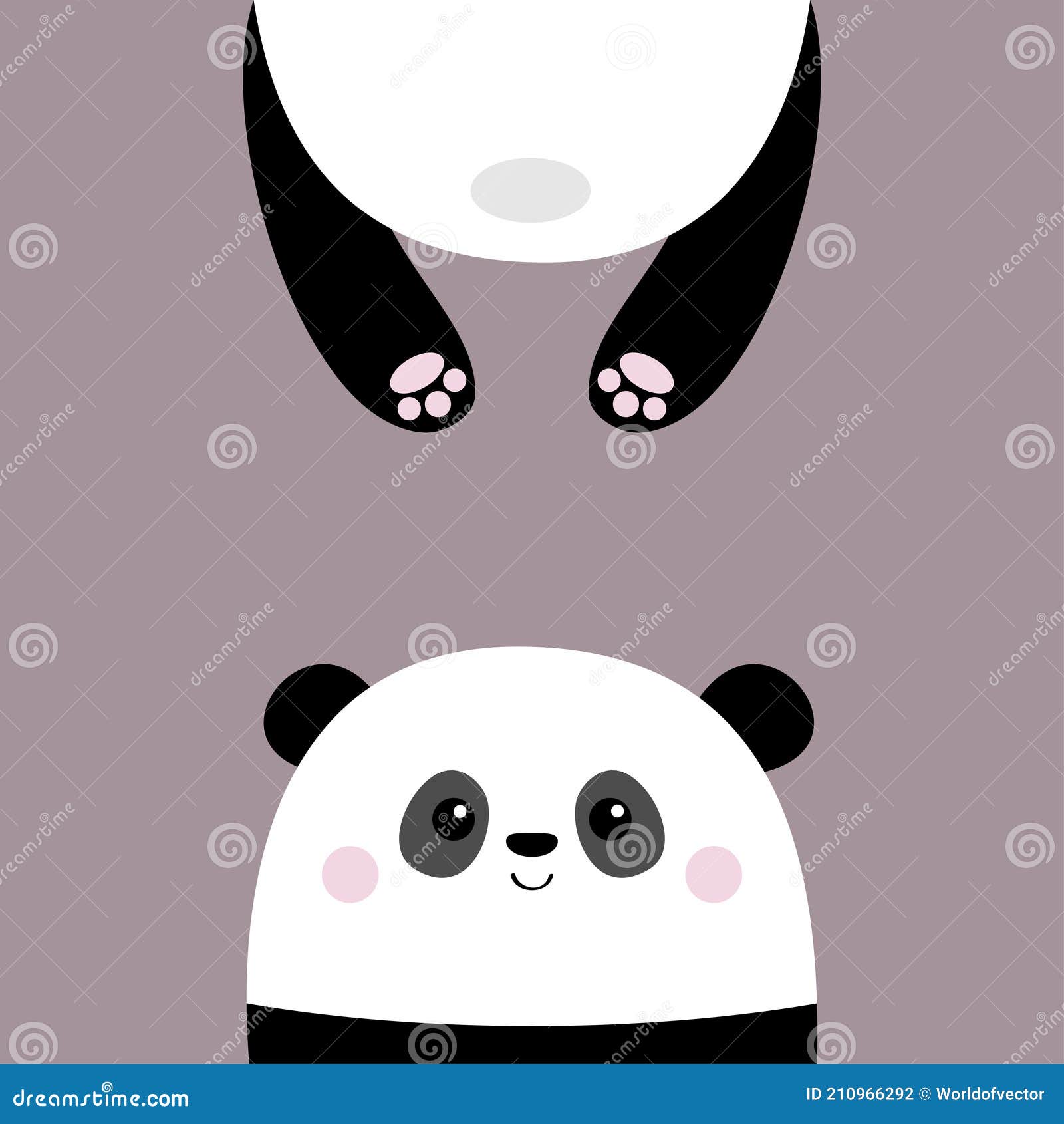 Oso Panda. Silueta De Cabeza De Cara Divertida. Animal Kawaii. Cuerpo Gordo  Colgante Con Cola De Impresión De Pata. Lindo Personaj Ilustración del  Vector - Ilustración de aislado, estilo: 210966292