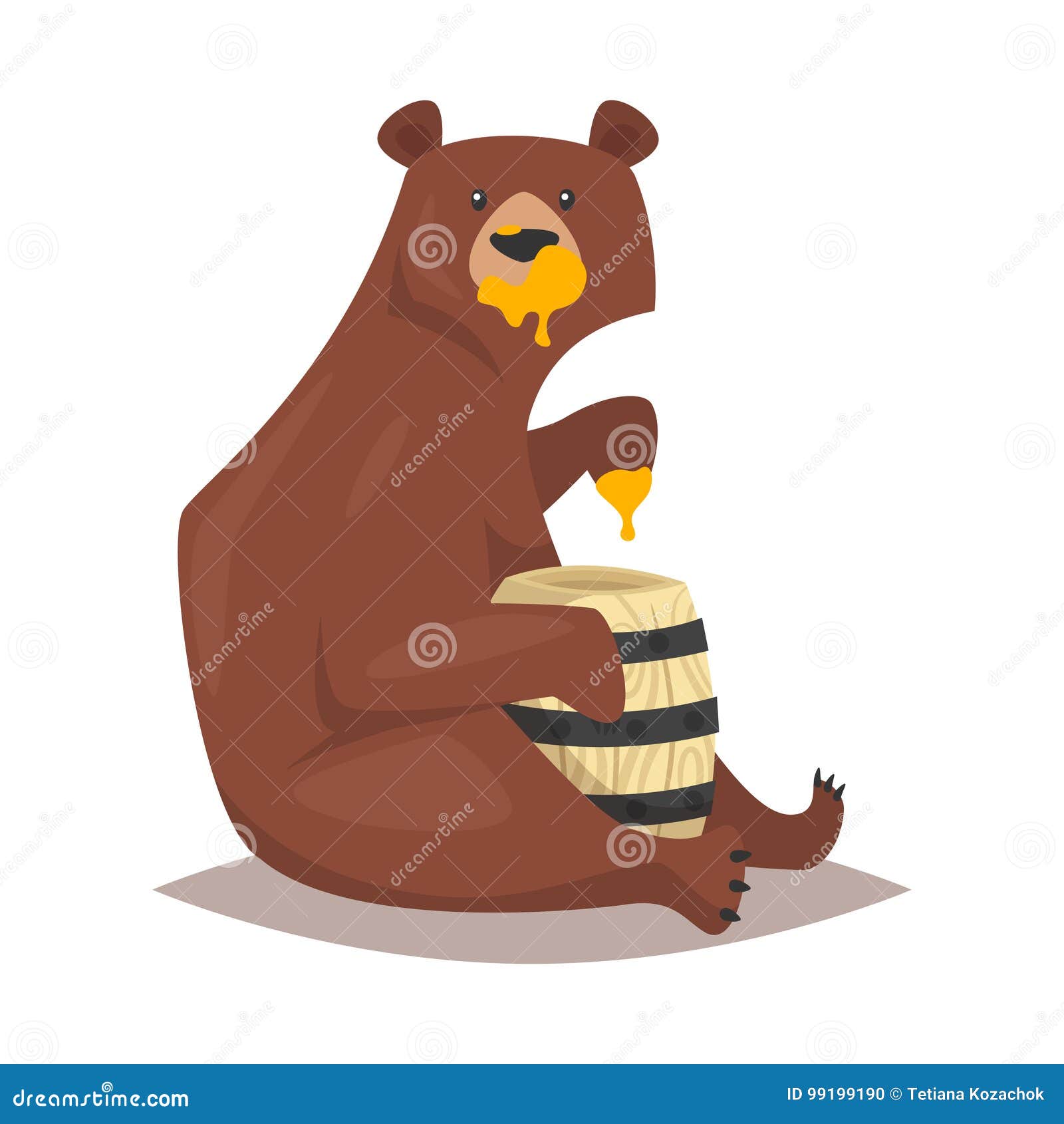 Oso que come la miel dulce ilustración del vector. Ilustración de lindo -  99199190, image size:1600x1690