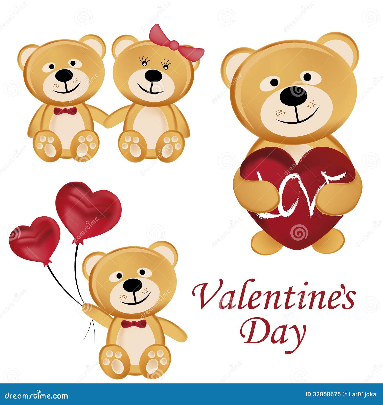 Osos Para El Día De Tarjeta Del Día De San Valentín Stock de ilustración - Ilustración de osos, tarjeta: 32858675