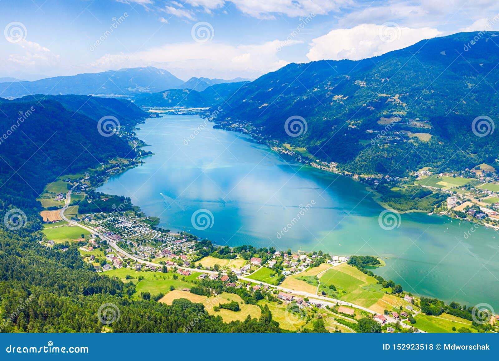 ossiacher see in kÃÂ¤rnten. scenic summertime panorama of lake ossiach
