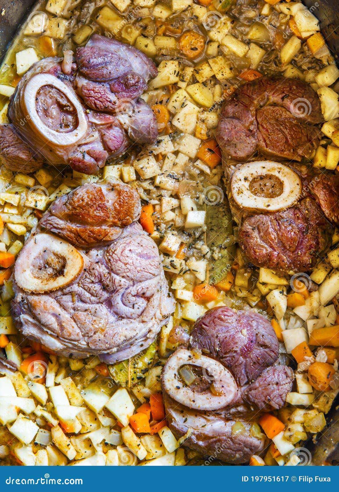 osso buco in bianco veal meat and root vegetables