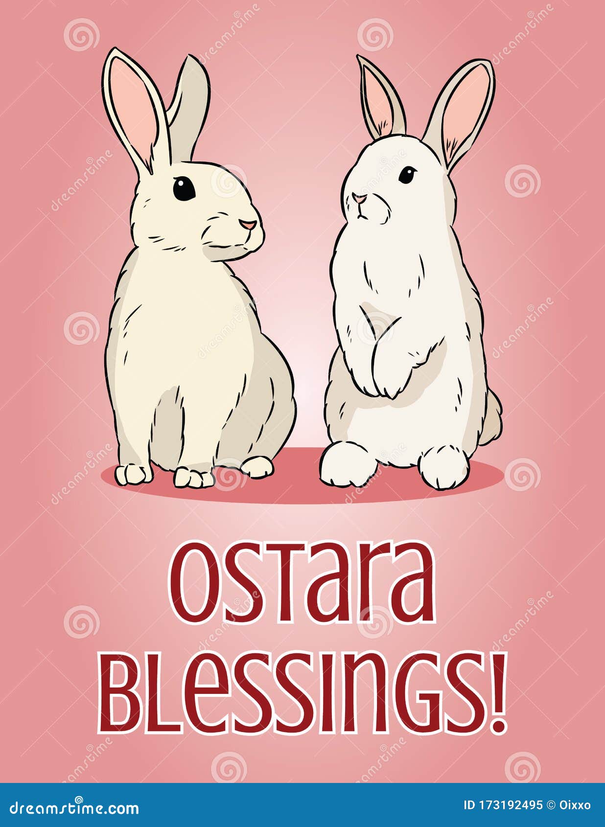 Ostara Blessings Pagan Holiday Postcard. Easter Bunny or Hare Vector Illustration Stock Vector