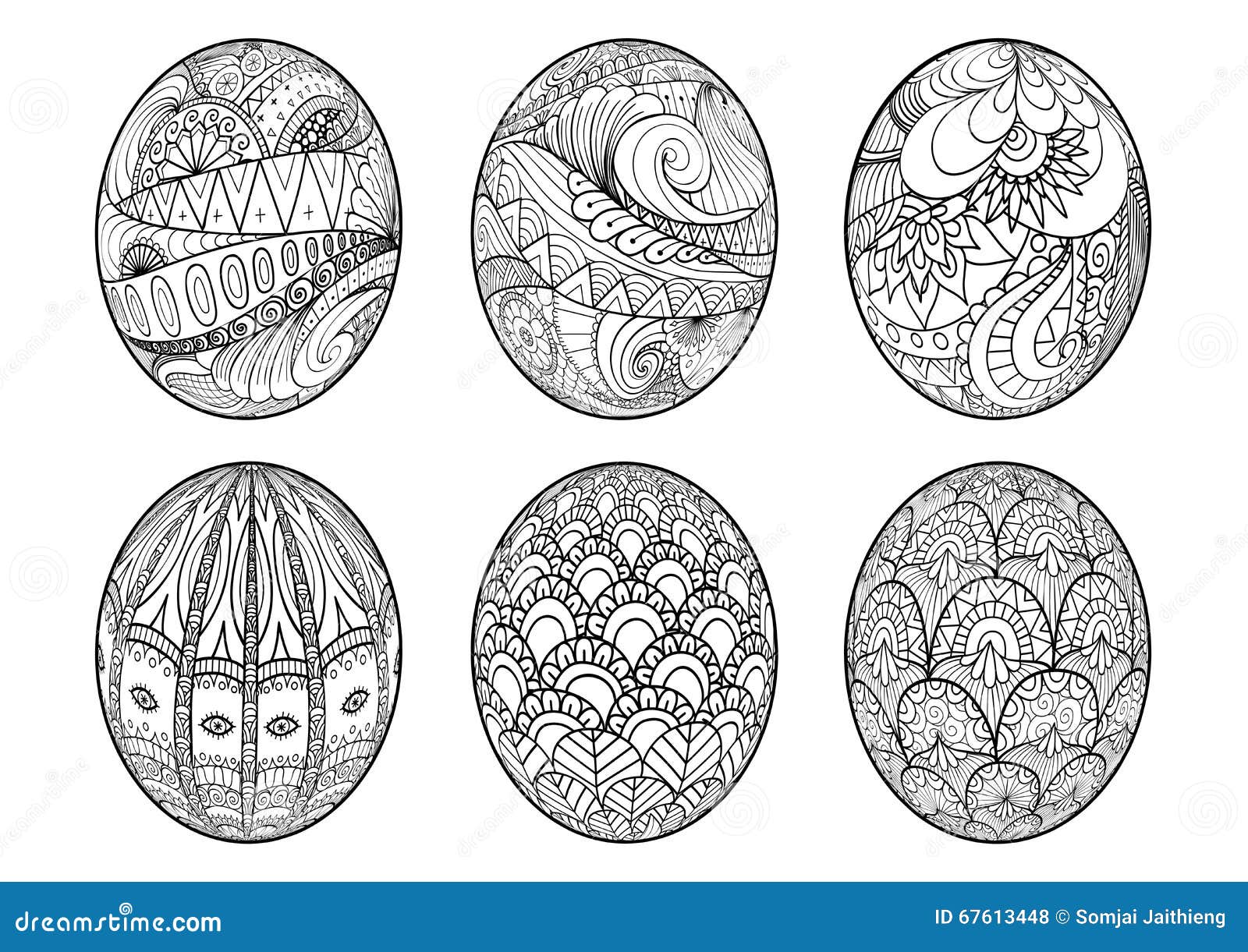 Ostereier Zentangle Für Malbuch Für Erwachsenen Vektor