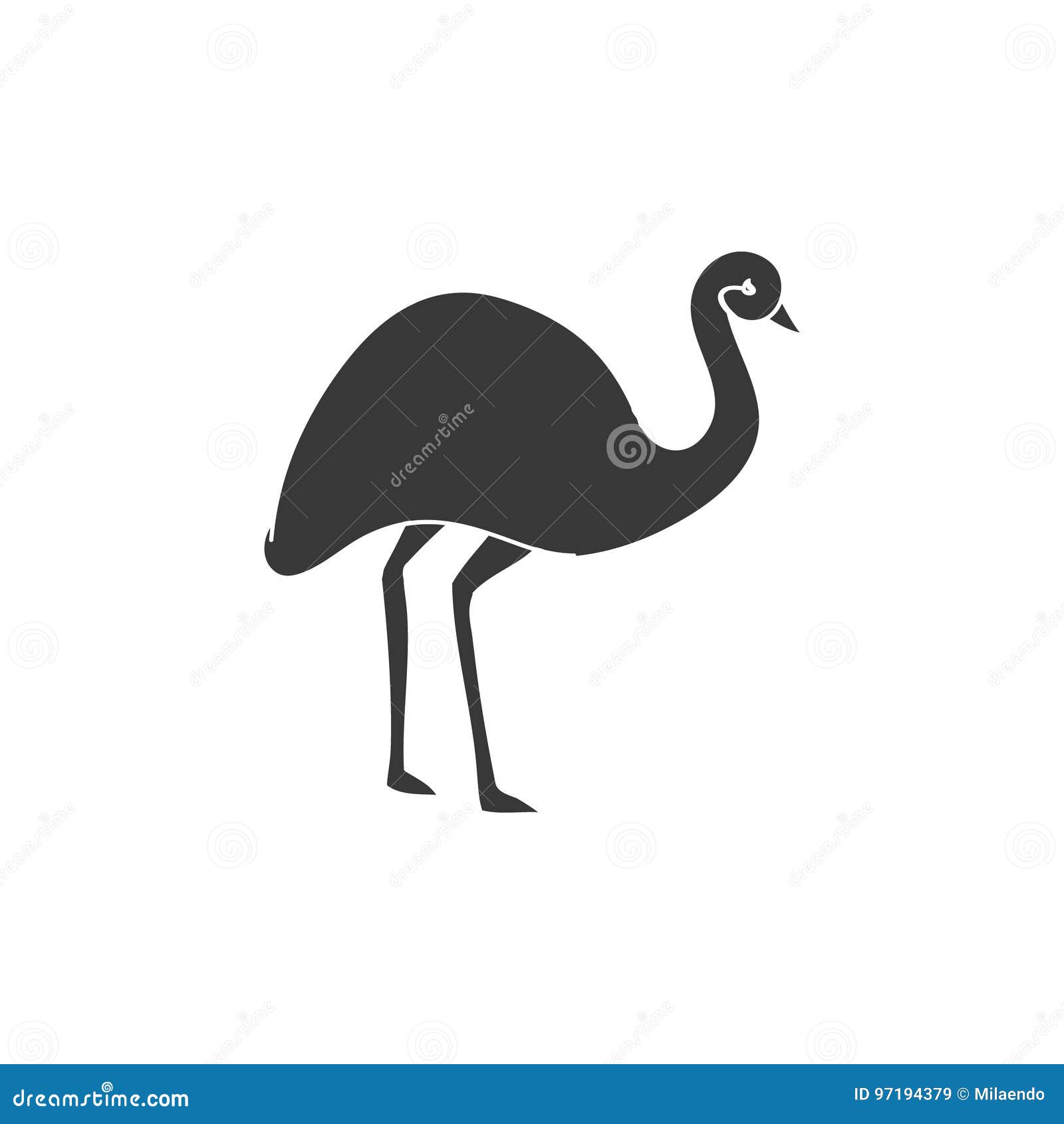 Download Ostrich Emu Silhouette On White Background Stock Vector ...