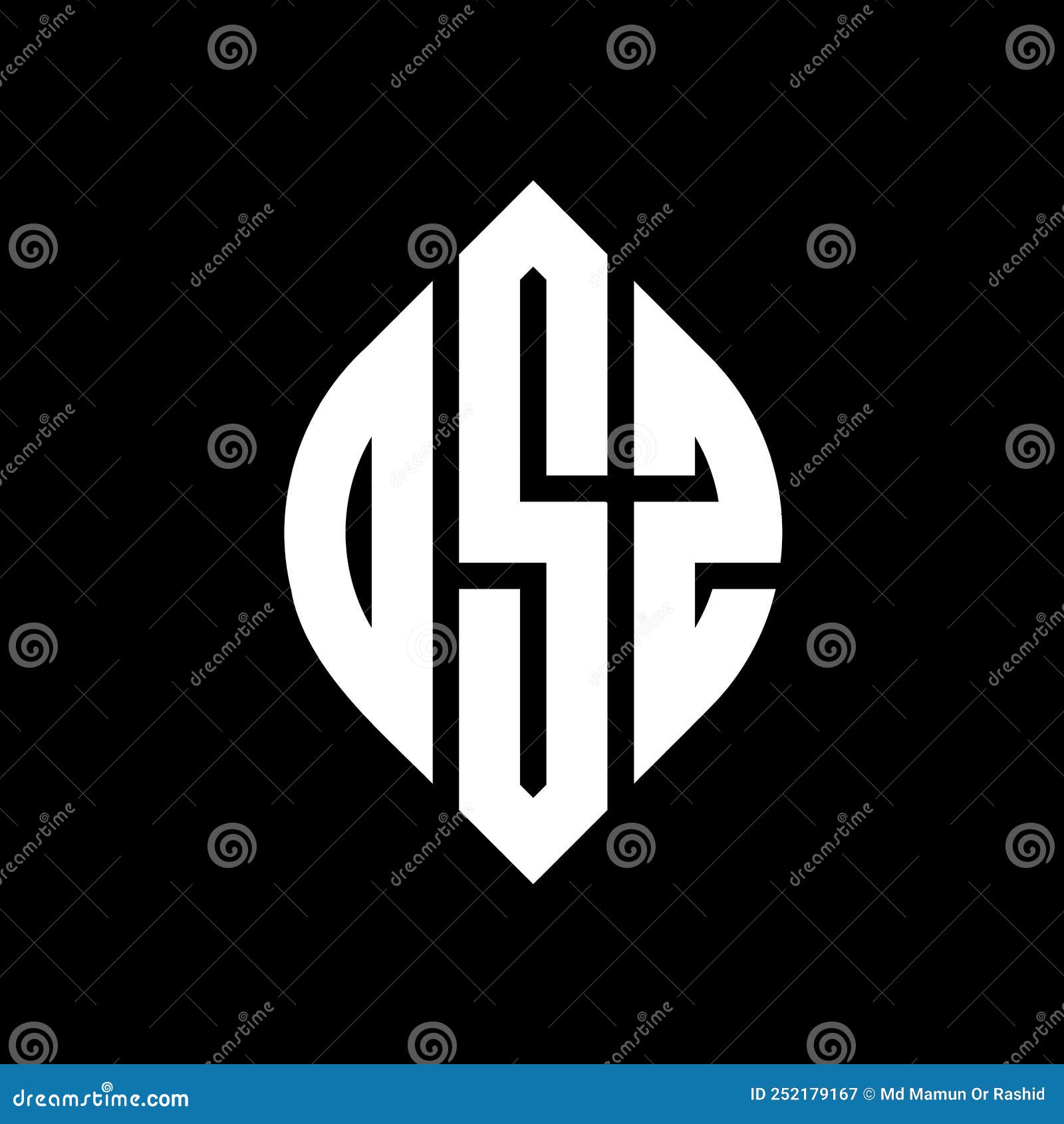osz circle letter logo  with circle and ellipse . osz ellipse letters with typographic style. the three initials form a