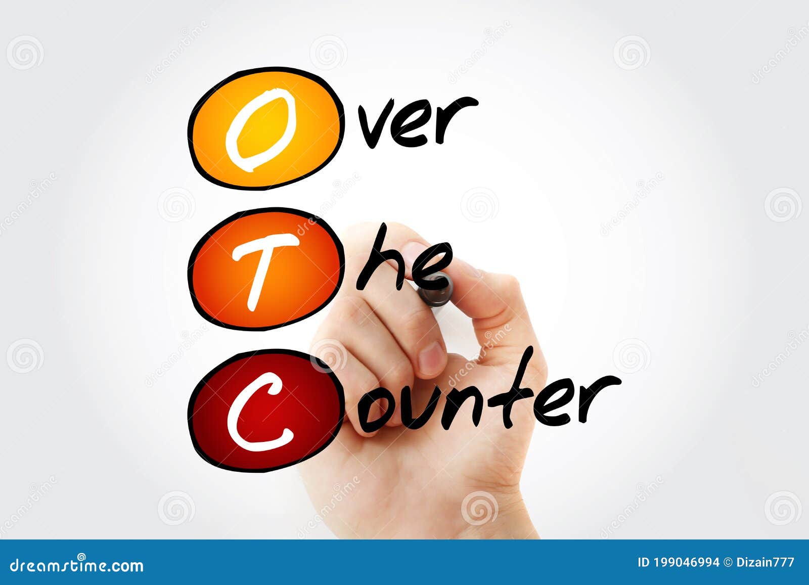 OTC Over the Counter, Acronym Stock Photo Image of ache, background