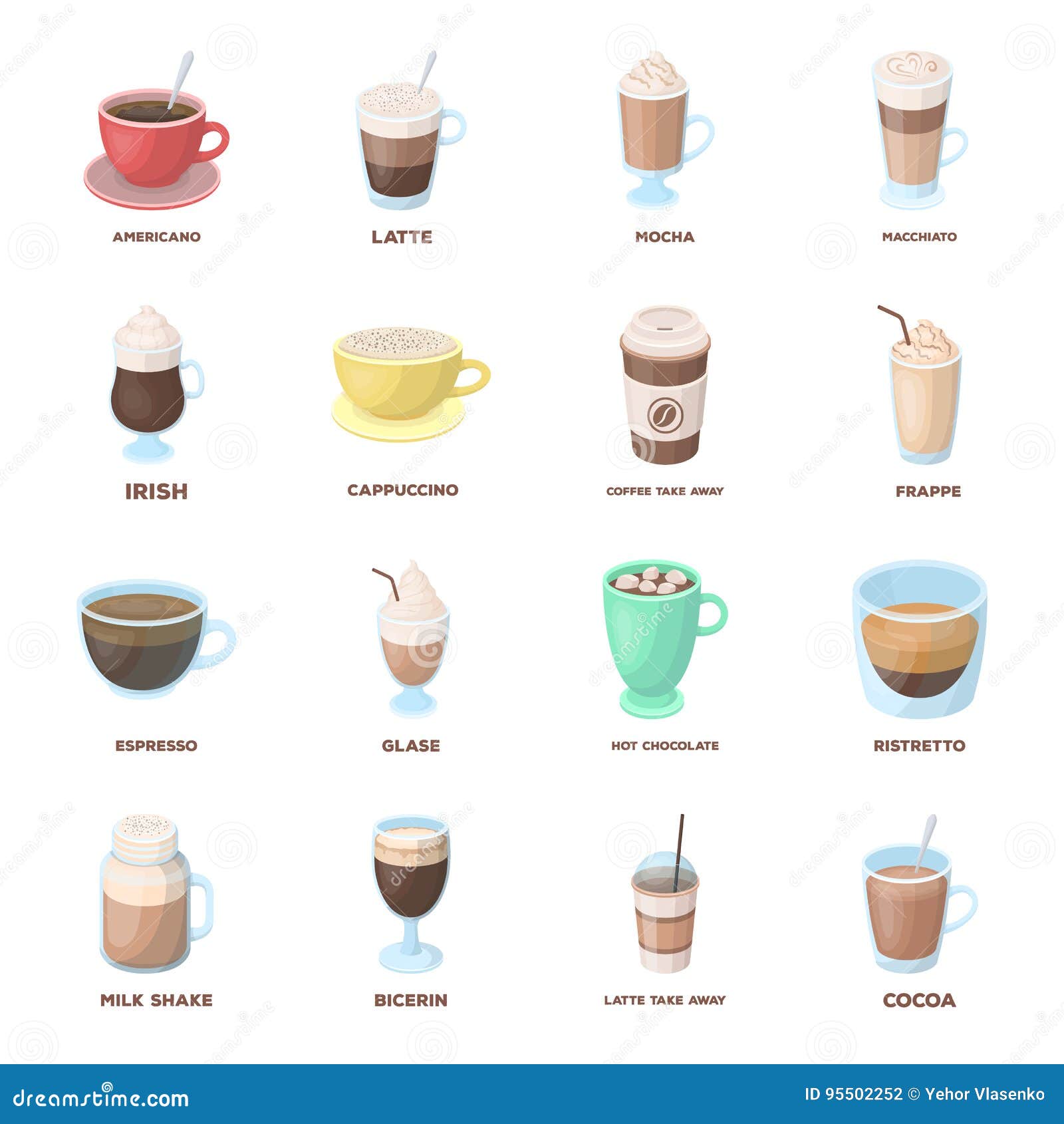 Download And Other Varieties Of Coffee.Different Kinds Of Coffee Set Collection Icons In Cartoon Style ...