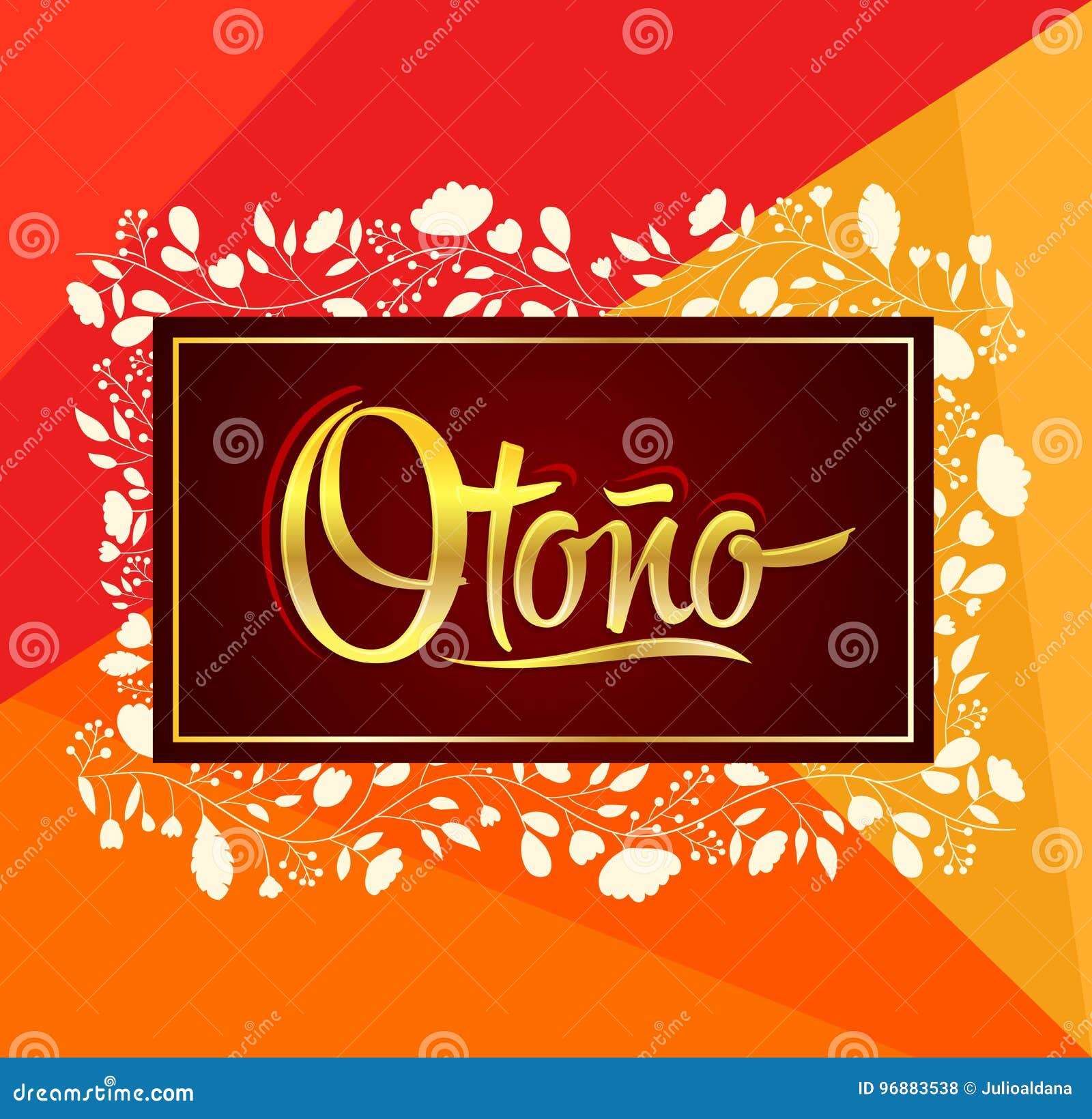 otono, autumn spanish text,  lettering  with leaf background