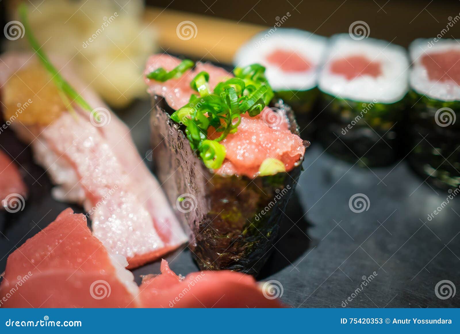 Otoro Sushi Topped Bluefin Tuna Belly With Sea Urchin Uni, Caviar And